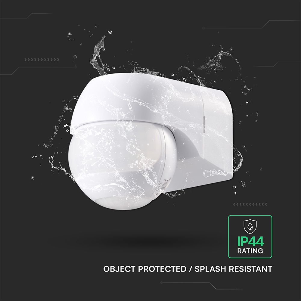 Επιτοίχιος Aνιχνευτής Kίνησης 180°/360° – IP44 Max 600W Λευκός V-TAC 24110VT