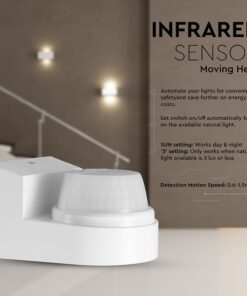 Ανιχνευτής Κίνησης PIR V-TAC Επίτοιχος Λευκός IP65 1000W 5yrs Wty- 24111