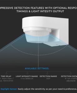 Ανιχνευτής Κίνησης PIR V-TAC Επίτοιχος Λευκός IP65 1000W 5yrs Wty- 24111