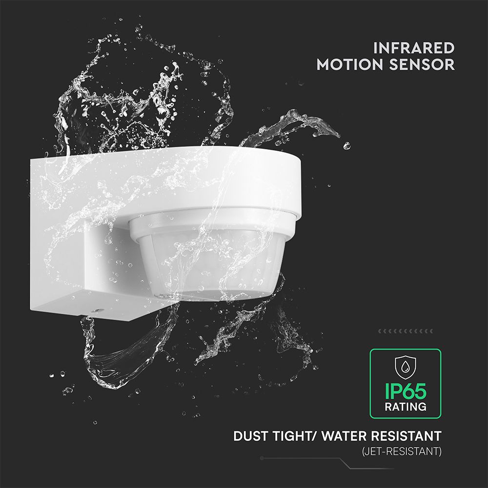 Ανιχνευτής Κίνησης PIR V-TAC Επίτοιχος Λευκός IP65 1000W 5yrs Wty- 24111