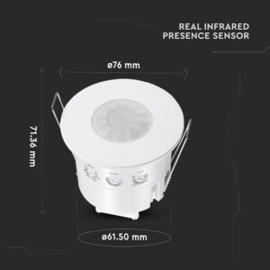 Ανιχνευτής Παρουσίας Χωνευτός Λευκός IP54 V-TAC – 24112