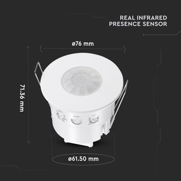 Ανιχνευτής Παρουσίας Χωνευτός Λευκός IP54 V-TAC – 24112