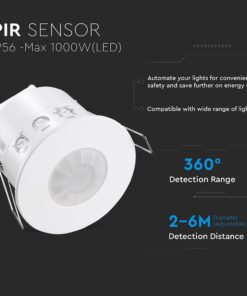 Ανιχνευτής Παρουσίας Χωνευτός Λευκός IP54 V-TAC – 24112