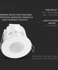 Ανιχνευτής Παρουσίας Χωνευτός Λευκός IP54 V-TAC – 24112