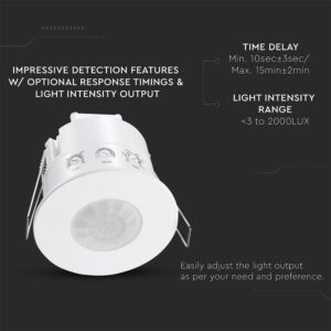 Ανιχνευτής Παρουσίας Χωνευτός Λευκός IP54 V-TAC – 24112