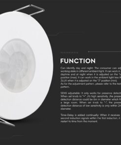 Ανιχνευτής Παρουσίας Χωνευτός Λευκός IP54 V-TAC – 24112