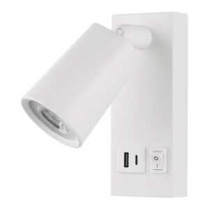 ΑΠΛΙΚΑ ΚΡΕΒΑΤΙΟΥ ΑΝΑΓΝΩΣΗΣ ΜΕ USB TYPE C 5W 450Lm 3000K 150X80X145mm ΑΣΠΡΗ ARTE ILLUMINA CHARGE EUROLAMP – 145-22071