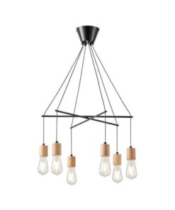 ΦΩΤΙΣΤΙΚΟ ΚΡΕΜΑΣΤΟ ΞΥΛΟ-ΜΕΤΑΛΛΟ 6ΦΩΤΟ 6XΕ27 650X650X1180mm ΜΑΥΡΟ ARTE ILLUMINA EDISON EUROLAMP – 144-30121