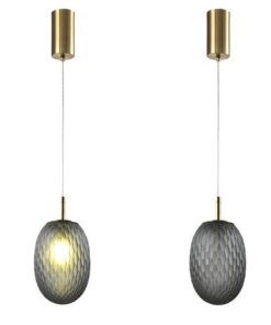 ΦΩΤΙΣΤΙΚΟ ΚΡΕΜΑΣΤΟ ΓΥΑΛΙ 1XE27  150X230mm ΓΚΡΙ ARTE ILLUMINA CANDY EUROLAMP – 144-24102