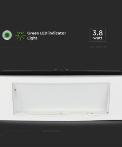 3.8W LED Φωτιστικό Ασφαλείας 4hrs Χωνευτό/Επίτοιχο Λευκό V-TAC Cree Chip Ψυχρό 6000K 3yrs Wty – 899-6