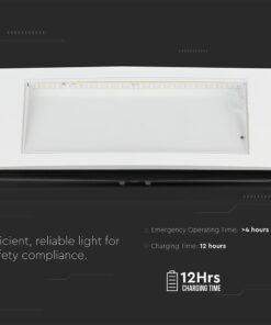 3.8W LED Φωτιστικό Ασφαλείας 4hrs Χωνευτό/Επίτοιχο Λευκό V-TAC Cree Chip Ψυχρό 6000K 3yrs Wty – 899-6