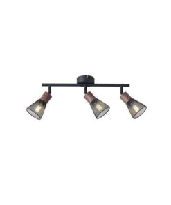 ΣΠΟΤ ΜΑΥΡΟ ΜΕ ΞΥΛΟ ΚΑΙ ΔΙΧΤΥ 3XE14 390X80X145mm ARTE ILLUMINA MESHY EUROLAMP – 145-25257