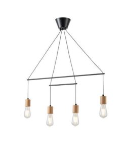 ΦΩΤΙΣΤΙΚΟ ΚΡΕΜΑΣΤΟ ΞΥΛΟ-ΜΕΤΑΛΛΟ 4ΦΩΤΟ 4XΕ27 930X120X1180mm ΜΑΥΡΟ ARTE ILLUMINA EDISON EUROLAMP – 144-30120