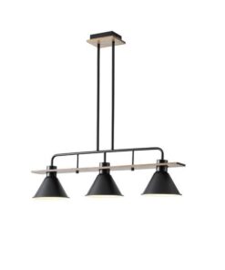 ΦΩΤΙΣΤΙΚΟ ΚΡΕΜΑΣΤΟ ΞΥΛO-ΜΕΤΑΛΛO 3ΦΩΤΟ 3XΕ27 780X180X865mm ΜΑΥΡΟ ARTE ILLUMINA CONO EUROLAMP – 144-30110