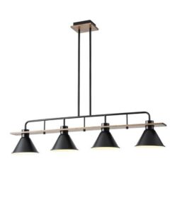 ΦΩΤΙΣΤΙΚΟ ΚΡΕΜΑΣΤΟ ΞΥΛΟ-ΜΕΤΑΛΛO 4ΦΩΤΟ 4XΕ27 1030X180X865mm MAYΡΟ ARTE ILLUMINA CONO EUROLAMP – 144-30111