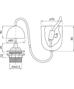 ΑΝΑΡΤΗΣΗ ΜΕ ΚΑΛΩΔΙΟ 0,80Μ KAI ΡΟΔΕΛΑ ΧΡΥΣΗ Ε27 ΜΑΧ60W CUBALUX – 2-CL010287