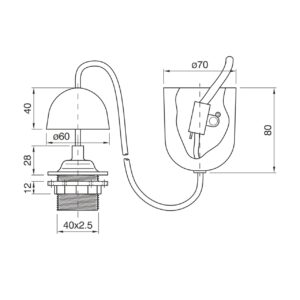 ΑΝΑΡΤΗΣΗ ΜΕ ΚΑΛΩΔΙΟ 0,80Μ KAI ΡΟΔΕΛΑ ΧΡΥΣΗ Ε27 ΜΑΧ60W CUBALUX – 2-CL010287
