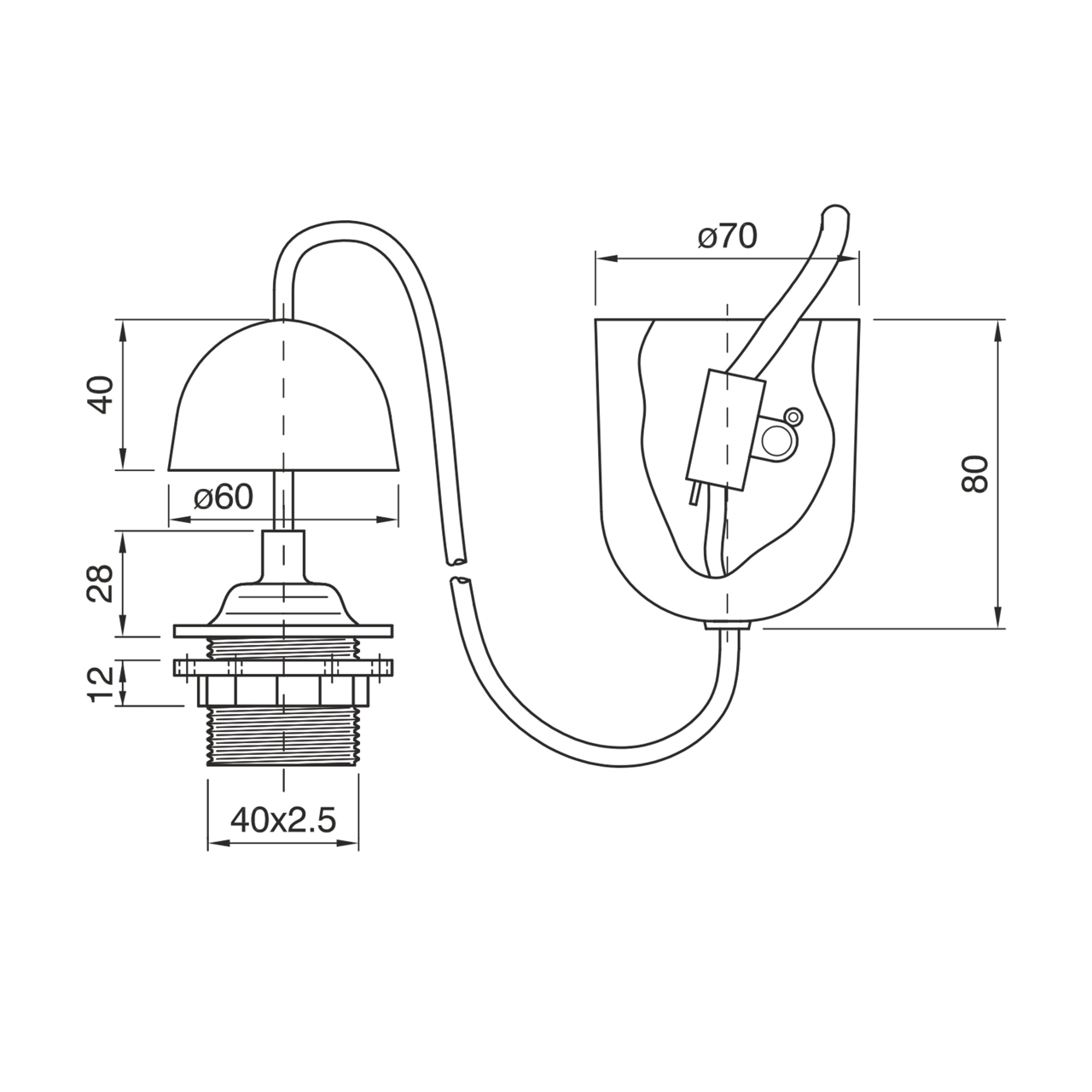 ΑΝΑΡΤΗΣΗ ΜΕ ΚΑΛΩΔΙΟ 0,80Μ KAI ΡΟΔΕΛΑ ΧΡΥΣΗ Ε27 ΜΑΧ60W CUBALUX – 2-CL010287