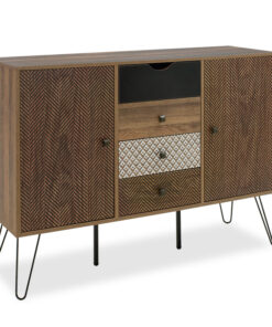 Μπουφές Boho pakoworld με τέσσερα συρτάρια καρυδί μεταλλικά πόδια 122×39,5×86εκ – 066-000006