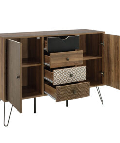 Μπουφές Boho pakoworld με τέσσερα συρτάρια καρυδί μεταλλικά πόδια 122×39,5×86εκ – 066-000006