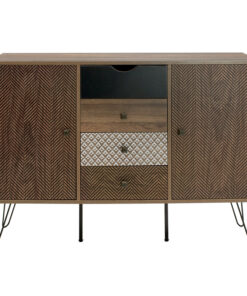 Μπουφές Boho pakoworld με τέσσερα συρτάρια καρυδί μεταλλικά πόδια 122×39,5×86εκ – 066-000006