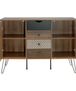 Μπουφές Boho pakoworld με τέσσερα συρτάρια καρυδί μεταλλικά πόδια 122×39,5×86εκ – 066-000006