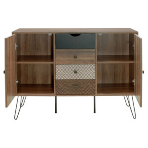 Μπουφές Boho pakoworld με τέσσερα συρτάρια καρυδί μεταλλικά πόδια 122×39,5×86εκ – 066-000006