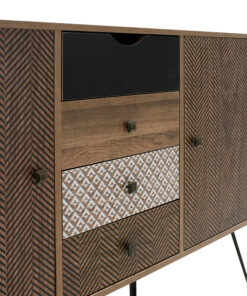 Μπουφές Boho pakoworld με τέσσερα συρτάρια καρυδί μεταλλικά πόδια 122×39,5×86εκ – 066-000006