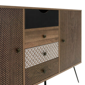 Μπουφές Boho pakoworld με τέσσερα συρτάρια καρυδί μεταλλικά πόδια 122×39,5×86εκ – 066-000006