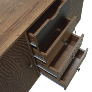 Μπουφές Boho pakoworld με τέσσερα συρτάρια καρυδί μεταλλικά πόδια 122×39,5×86εκ – 066-000006