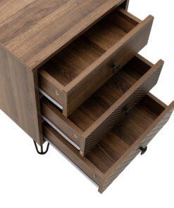 Κομοδίνο Boho pakoworld με 3 συρτάρια καρυδί με μεταλλικά πόδια 40x40x59εκ – 066-000007