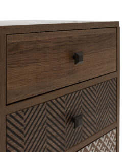 Κομοδίνο Boho pakoworld με 3 συρτάρια καρυδί με μεταλλικά πόδια 40x40x59εκ – 066-000007