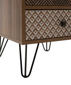 Κομοδίνο Boho pakoworld με 3 συρτάρια καρυδί με μεταλλικά πόδια 40x40x59εκ – 066-000007