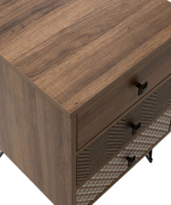 Κομοδίνο Boho pakoworld με 3 συρτάρια καρυδί με μεταλλικά πόδια 40x40x59εκ – 066-000007