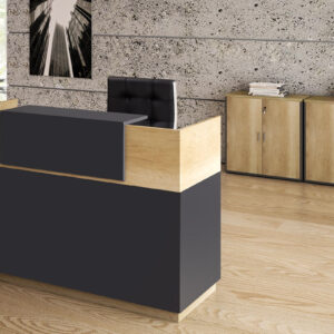 Γραφείο reception Lotus pakoworld σε χρώμα φυσικό – ανθρακί 180x70x110εκ – 069-000016