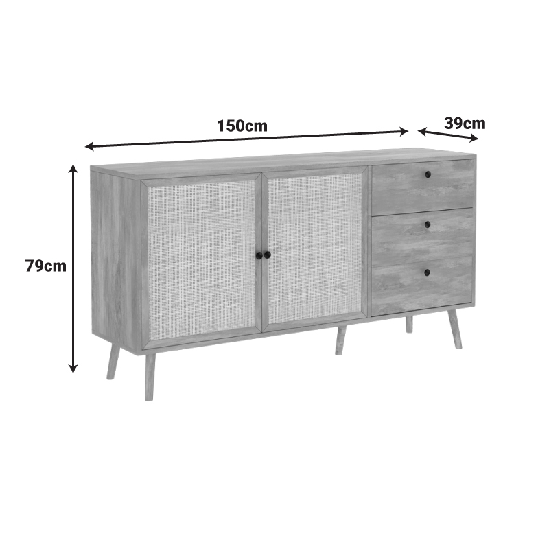 Μπουφές Oslo pakoworld sonoma 150x39x79εκ – 086-000004