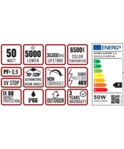 ΦΩΤΙΣΤΙΚΟ ΔΡΟΜΟΥ LED SMD DOB 50W 6500K 180-265V 5000lm 70°x140 IP66 ΑΝΘΡΑΚΙ UNIVERSE UNIVERSE – 1-U016117