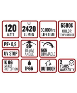 ΦΩΤΙΣΤΙΚΟ ΔΡΟΜΟΥ LED ME ΗΛΙΑΚΟ ΠΑΝΕΛ SMD PROFESSIONAL 120W 6500K 2420lm 130X60° IP65 ΜΑΥΡΟ UNIVERSE UNIVERSE – 1-U016193