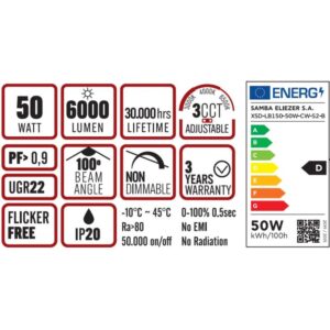 MODULAR ΓΡΑΜΜΙΚΟ ΦΩΤΙΣΤΙΚΟ LED 1500x55x55 50W 3CCT (3000/4000/6500 K) 6000lm AC170-265V AΛΟΥΜΙΝΙΟΥ ΜΑΥΡΟ UNIVERSE UNIVERSE – 1-U016308
