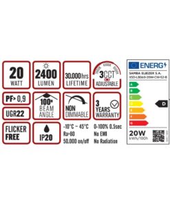MODULAR ΓΡΑΜΜΙΚΟ ΦΩΤΙΣΤΙΚΟ LED 600x55x55 20W 3CCT (3000/4000/6500 K) 2400lm AC170-265V AΛΟΥΜΙΝΙΟΥ ΛΕΥΚΟ UNIVERSE UNIVERSE – 1-U016315