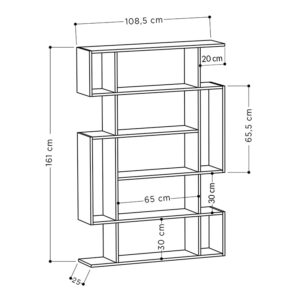 Βιβλιοθήκη MITO pakoworld σε χρώμα φυσικό-ανθρακί 108,5×25,5×161εκ – 119-000660