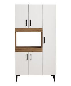 Ντουλάπα κουζίνας Defne pakoworld χρώμα λευκό-καρυδί 89×37.5×160εκ – 120-000003