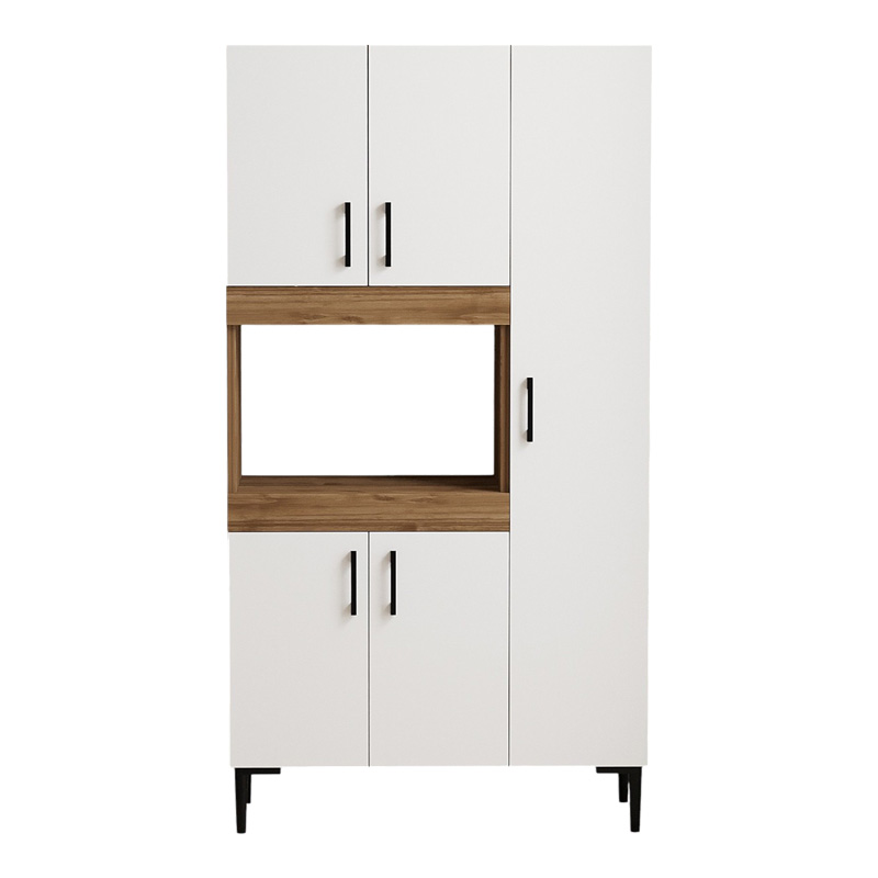 Ντουλάπα κουζίνας Defne pakoworld χρώμα λευκό-καρυδί 89×37.5×160εκ – 120-000003