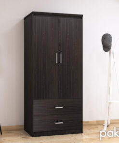 Ντουλάπα ρούχων δίφυλλη OLYMPUS pakoworld χρώμα wenge 81x57x183εκ – 123-000044