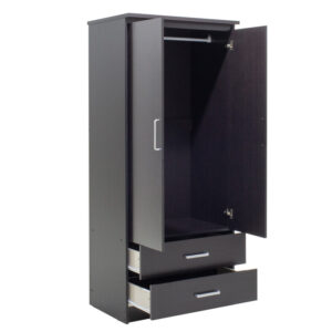 Ντουλάπα ρούχων δίφυλλη OLYMPUS pakoworld χρώμα wenge 81x57x183εκ – 123-000044