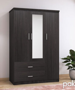 Ντουλάπα ρούχων τρίφυλλη OLYMPUS pakoworld χρώμα wenge 120x57x183εκ – 123-000045