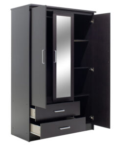 Ντουλάπα ρούχων τρίφυλλη OLYMPUS pakoworld χρώμα wenge 120x57x183εκ – 123-000045