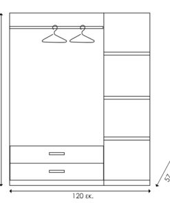 Ντουλάπα ρούχων τρίφυλλη OLYMPUS pakoworld χρώμα wenge 120x57x183εκ – 123-000045