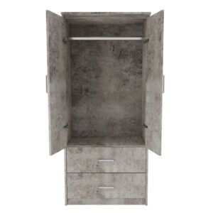 Ντουλάπα ρούχων δίφυλλη OLYMPUS pakoworld χρώμα antique ανθρακί 81x57x183εκ – 123-000187