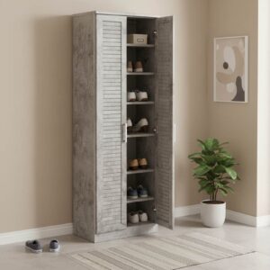 Παπουτσοθήκη-ντουλάπα SANTE pakoworld 21 ζευγών σε antique ανθρακί 60x37x183εκ – 123-000199